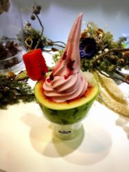 Ice treats - Flower tea ice cream served in a small water melon