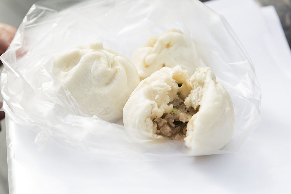 Bag of white buns with meat filling