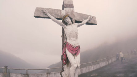 Christ on the cross at Shengmu Peak