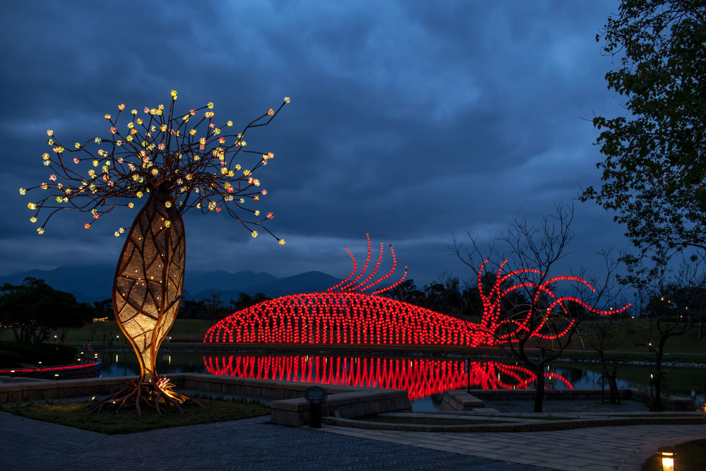 Giant fish made of red lanterns