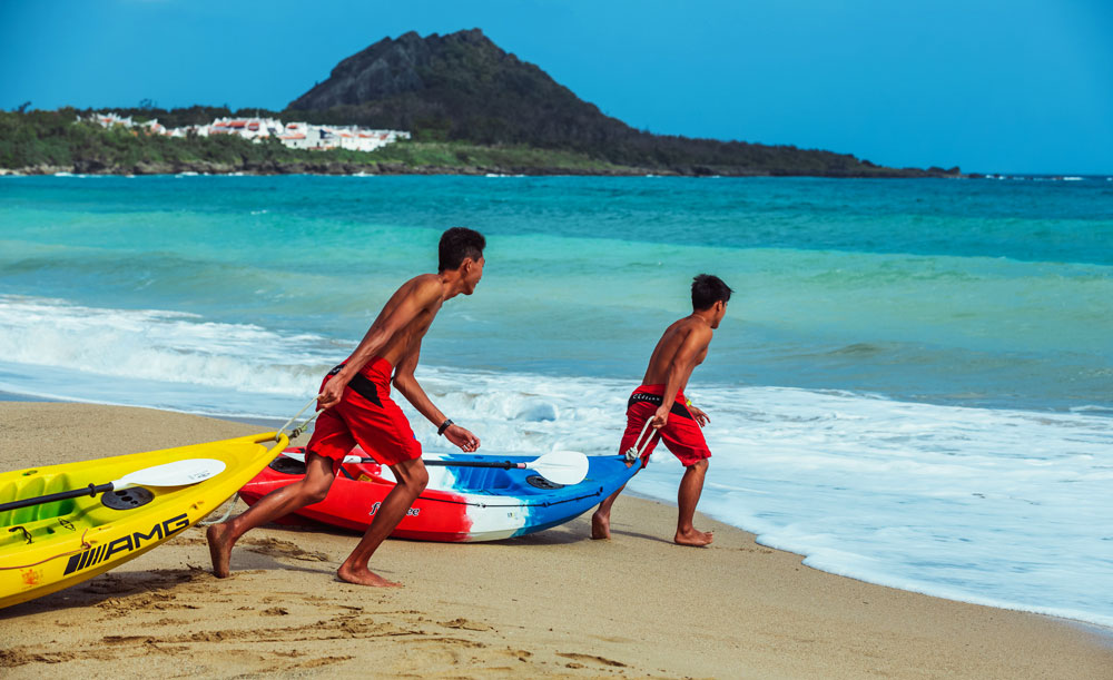 Among the beach activities at the hotel is sea kayaking