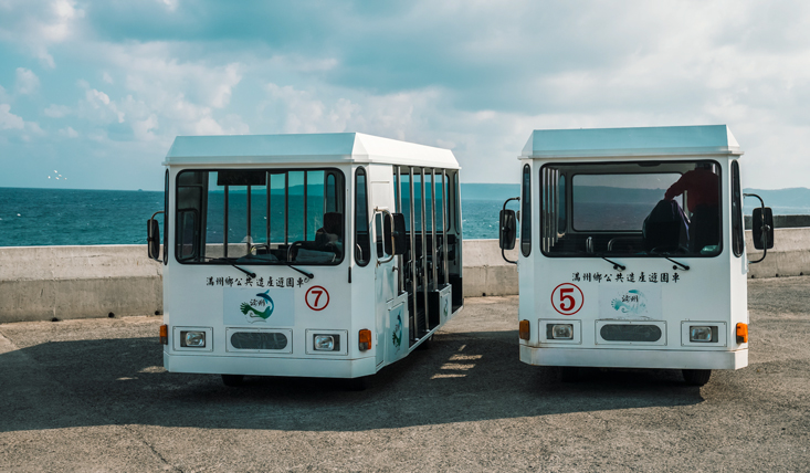 Electric tour buses at Jialeshui