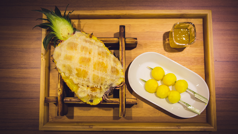 Caramelized ice on a pineapple