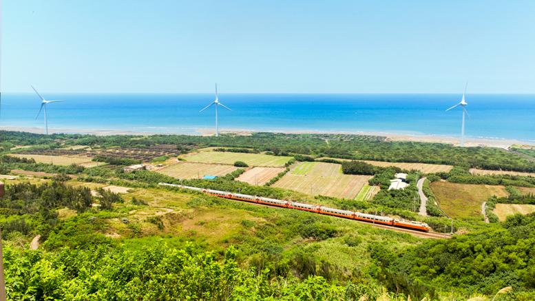 Train on the coastal line in Miaoli
