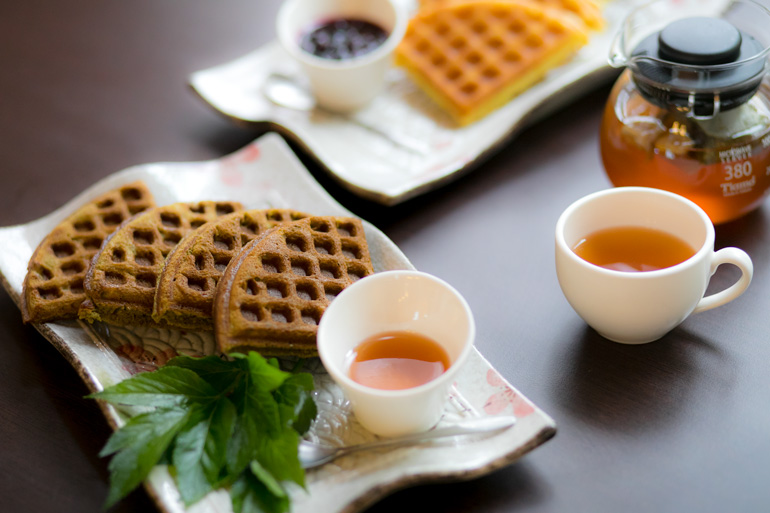 Waffles and Tomorrow Leaf tea
