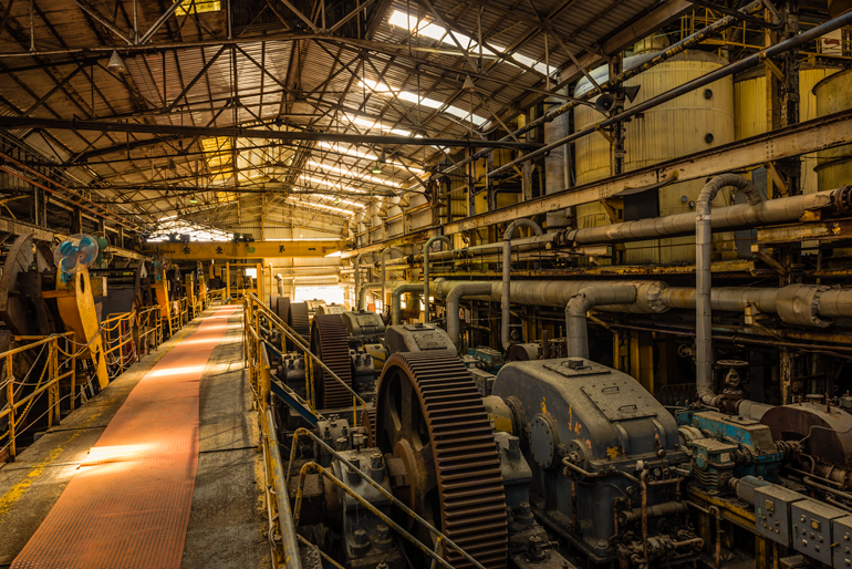 Inside the disused sugar factory