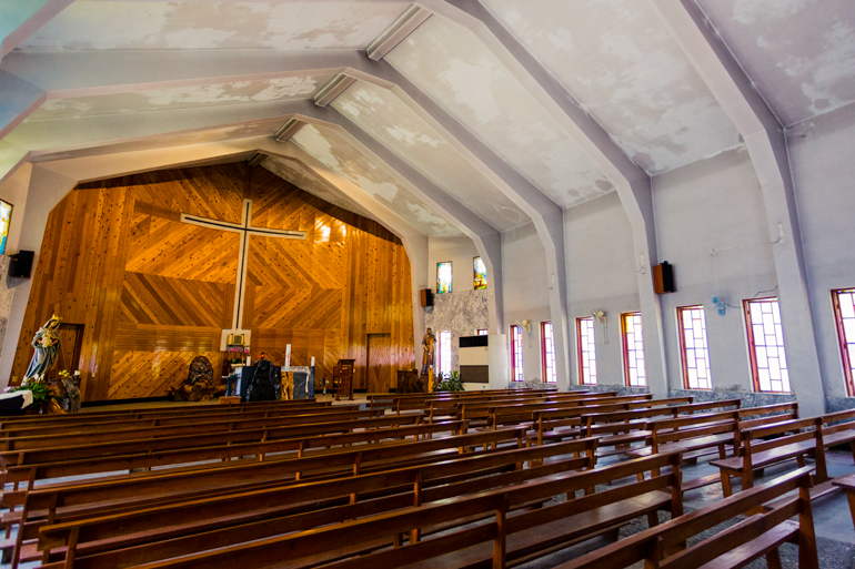 Inside church