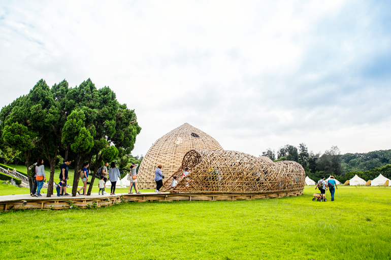 Bamboo-woven dome