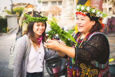 Being welcomed at Qingye Village, Pingtung