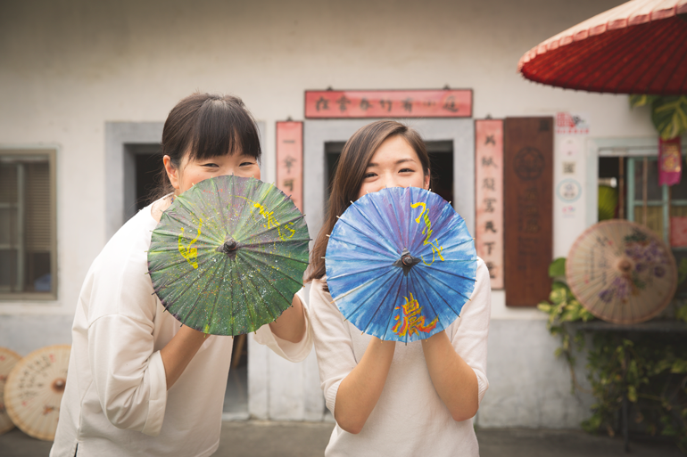 Self-painted paper umbrellas