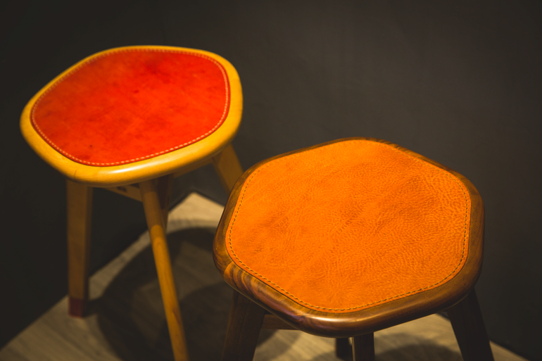 Stools with leather top