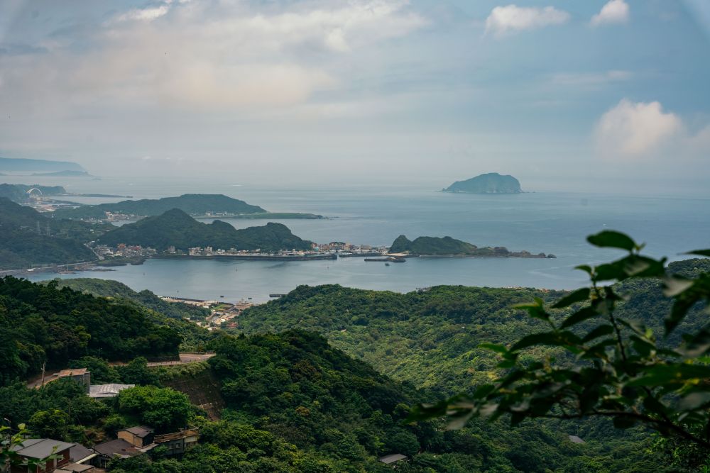 The sea view from the mountain top of Jiufen