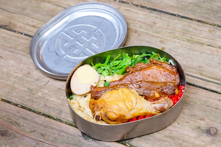 Traditional railway boxed lunch sold at Fenqihu